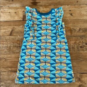 Tea Collection Blue and Yellow Butterfly Geometric Kids Dress